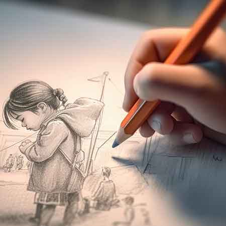 Kujjana art school - pencil drawing junior catgeory, age 11 to 17 years