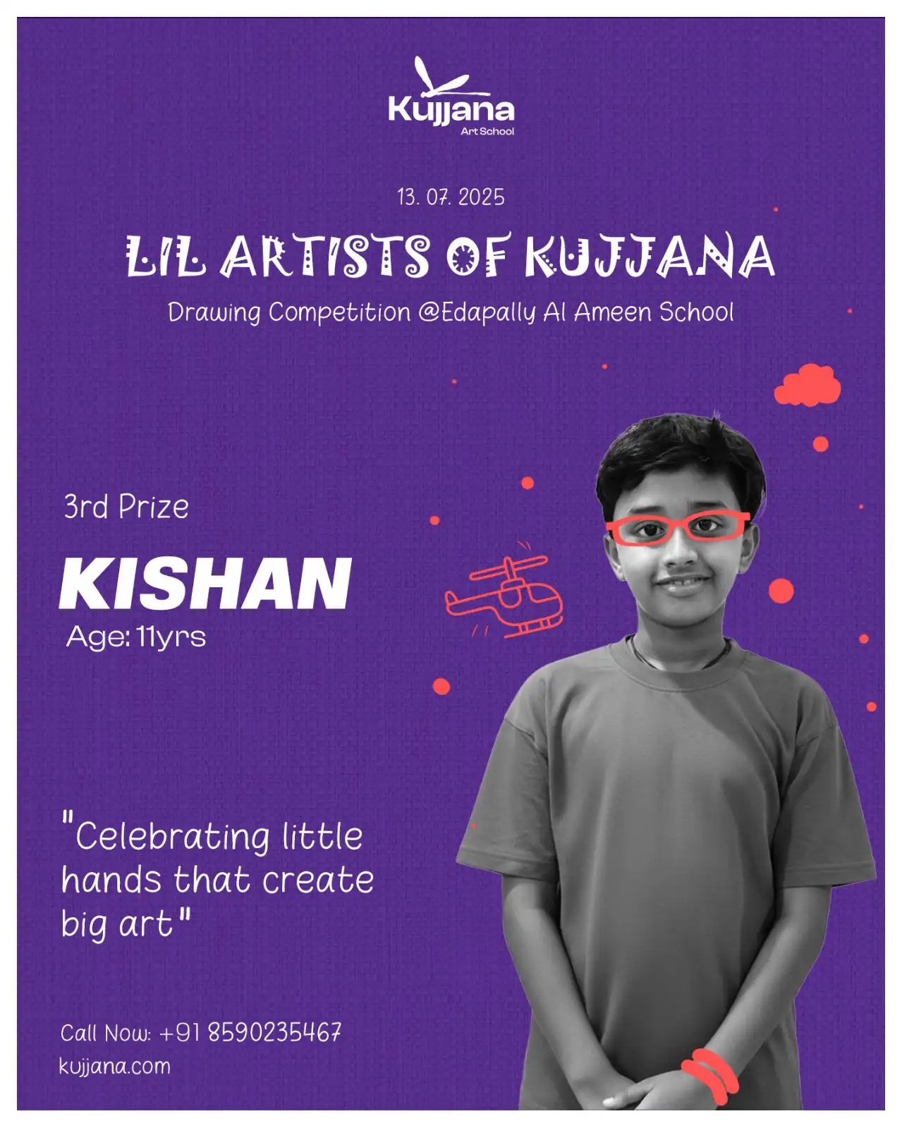 Al Ameen public School 3rd prize winner -kujjana competition winner