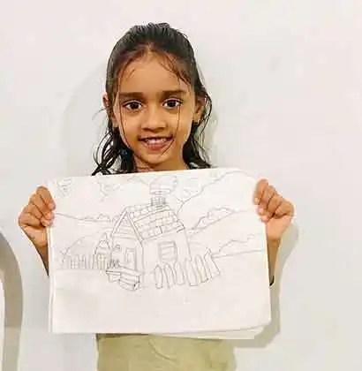 Creative artwork by a young artist at Kujjana